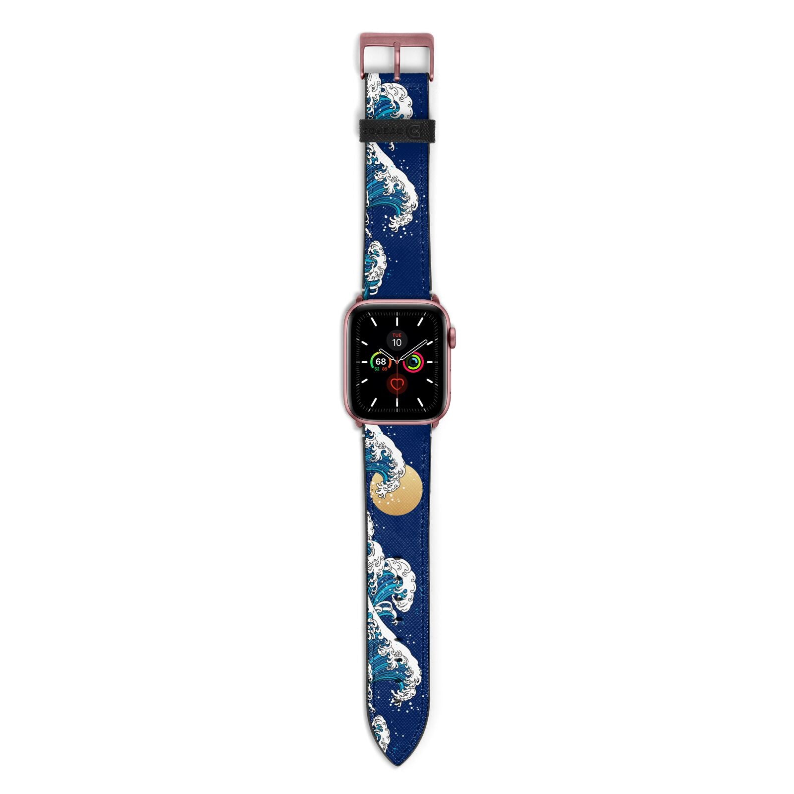 Hokusai Japanese Waves Apple Watch Strap with Rose Gold Hardware