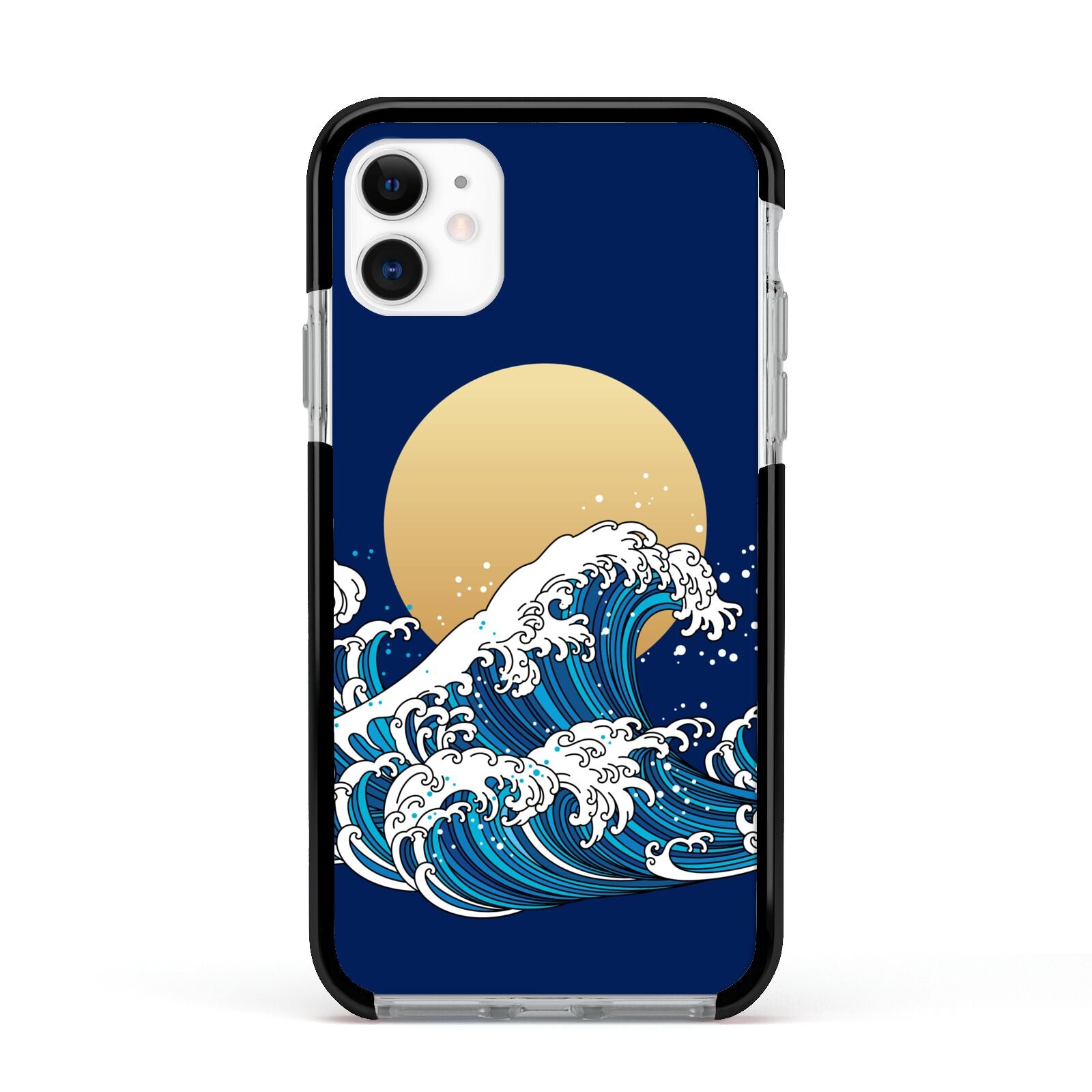 Hokusai Japanese Waves Apple iPhone 11 in White with Black Impact Case