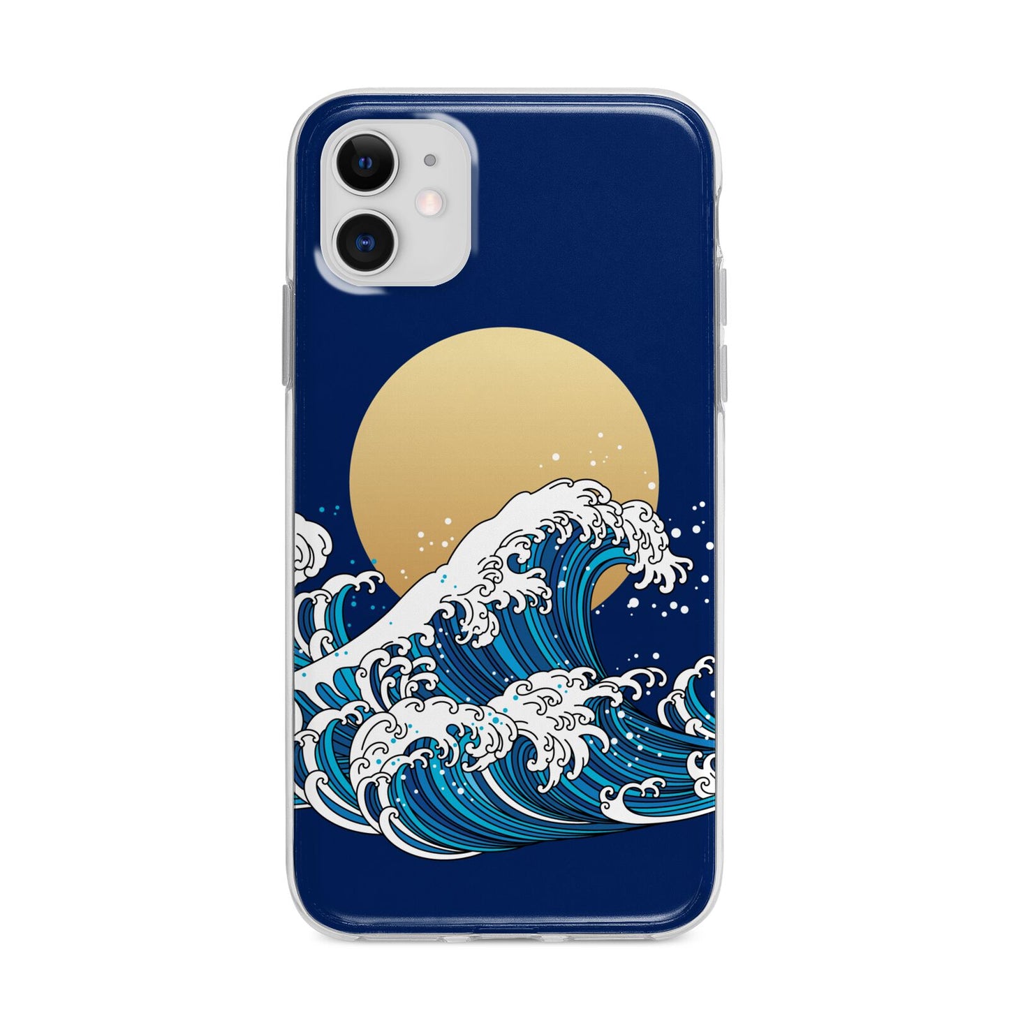 Hokusai Japanese Waves Apple iPhone 11 in White with Bumper Case