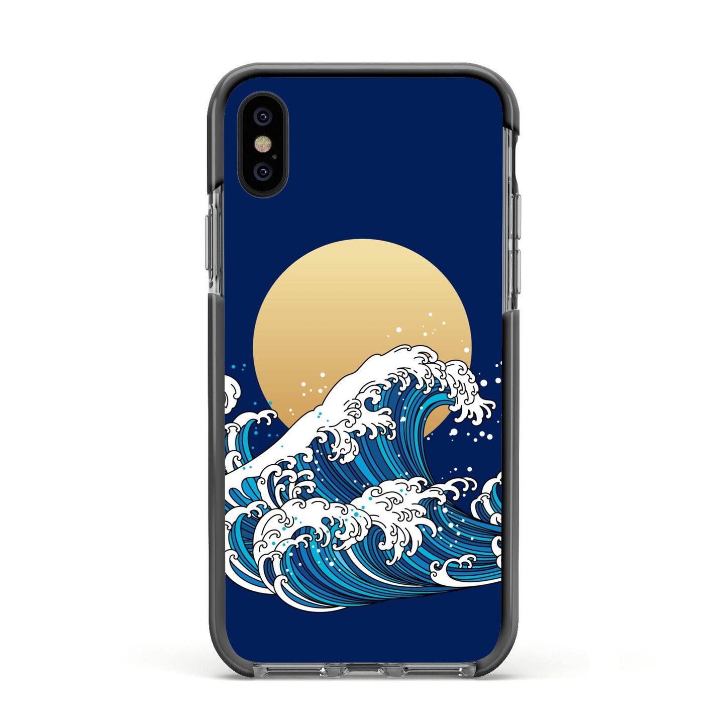 Hokusai Japanese Waves Apple iPhone Xs Impact Case Black Edge on Black Phone