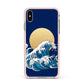 Hokusai Japanese Waves Apple iPhone Xs Max Impact Case Pink Edge on Gold Phone