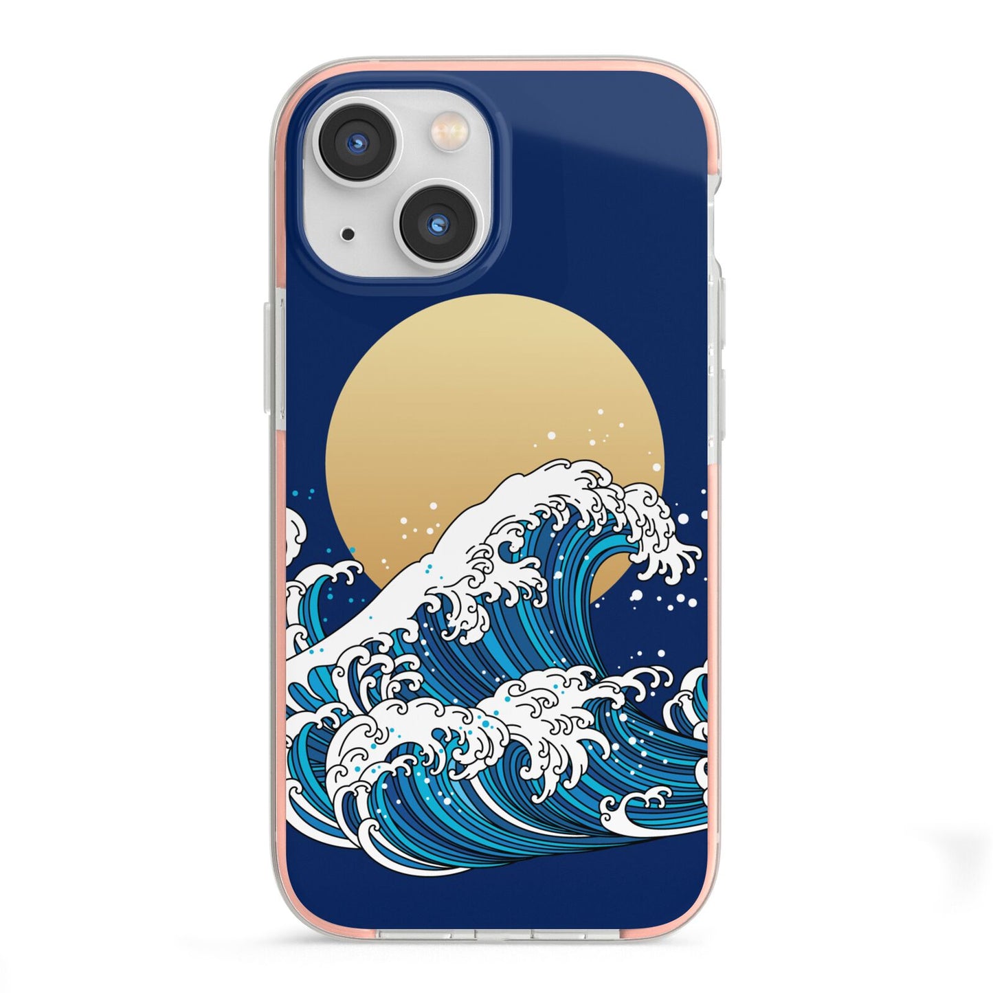 Hokusai Japanese Waves iPhone 13 Mini TPU Impact Case with Pink Edges