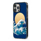 Hokusai Japanese Waves iPhone 13 Pro Max Black Impact Case Side Angle on Silver phone