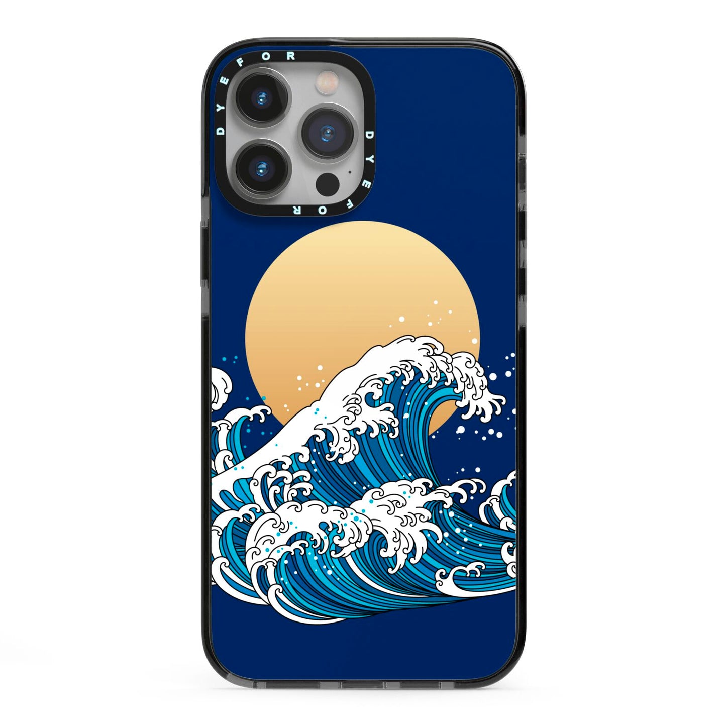Hokusai Japanese Waves iPhone 13 Pro Max Black Impact Case on Silver phone