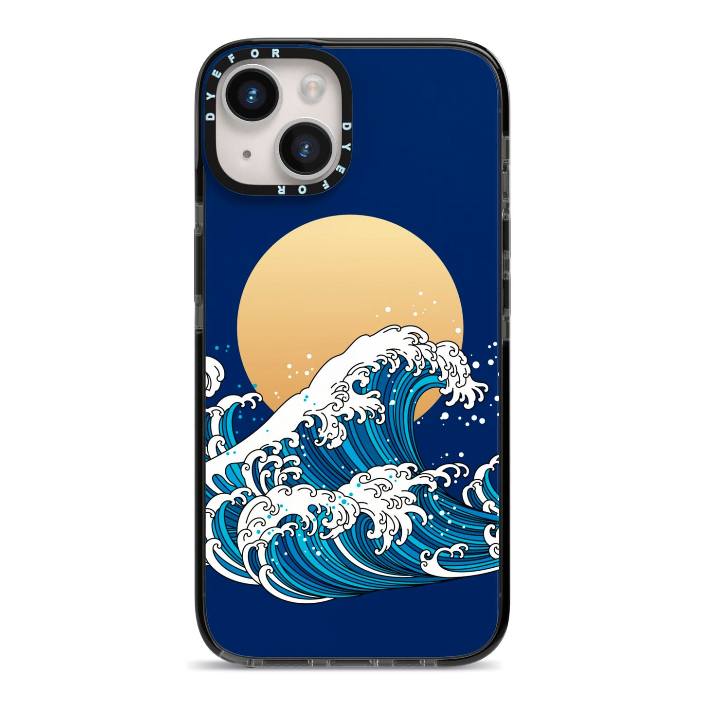 Hokusai Japanese Waves iPhone 14 Black Impact Case on Silver phone