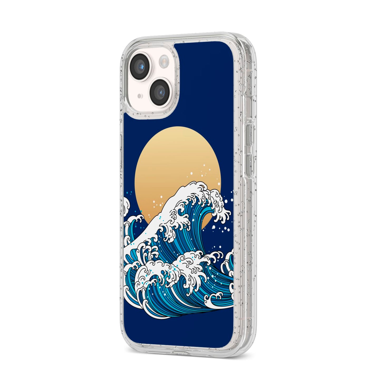 Hokusai Japanese Waves iPhone 14 Glitter Tough Case Starlight Angled Image