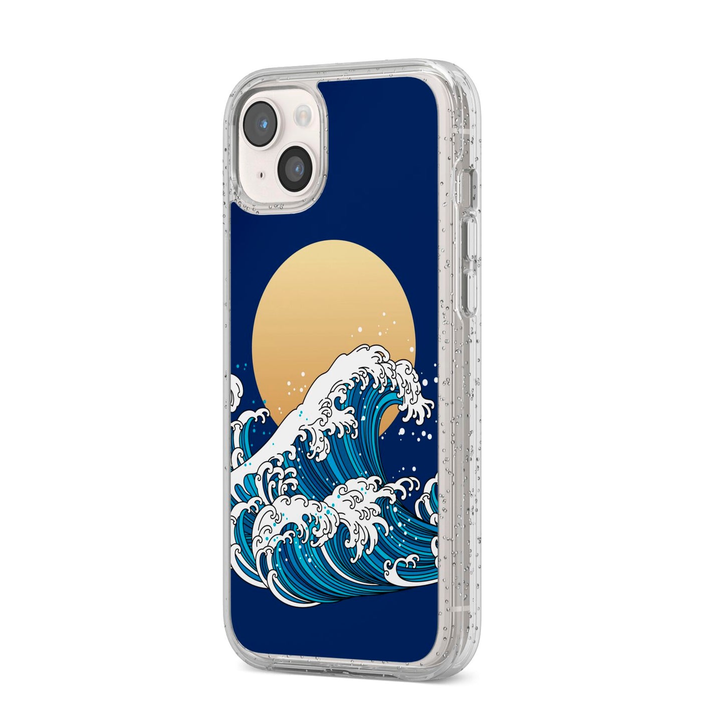 Hokusai Japanese Waves iPhone 14 Plus Glitter Tough Case Starlight Angled Image