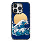Hokusai Japanese Waves iPhone 14 Pro Black Impact Case on Silver phone