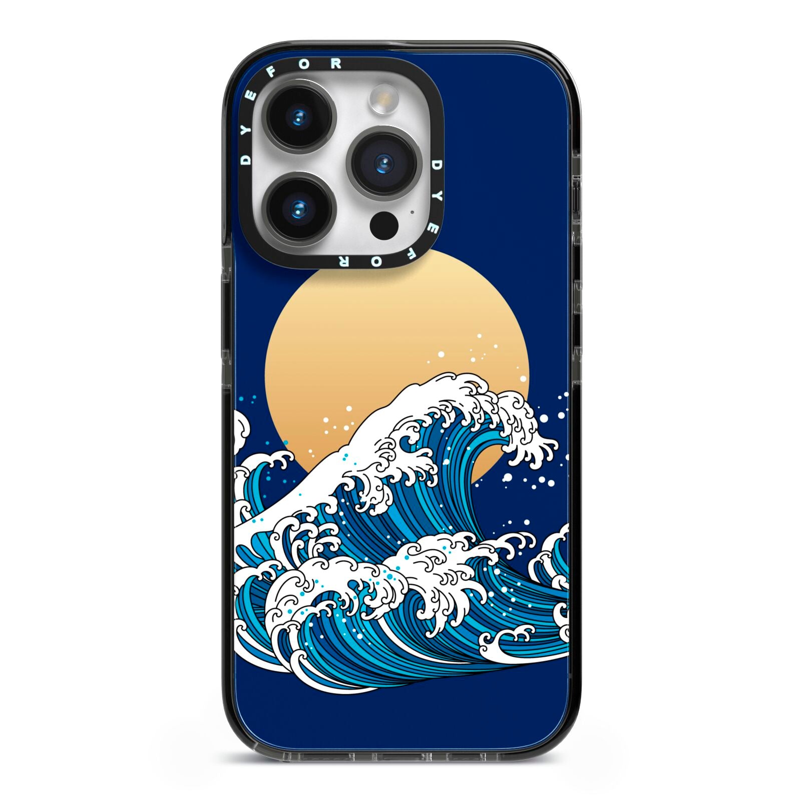 Hokusai Japanese Waves iPhone 14 Pro Black Impact Case on Silver phone