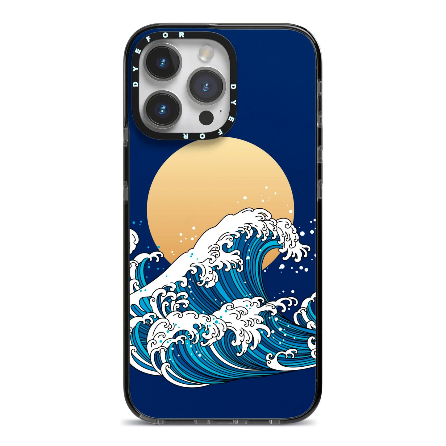 Hokusai Japanese Waves iPhone 14 Pro Max Black Impact Case on Silver phone