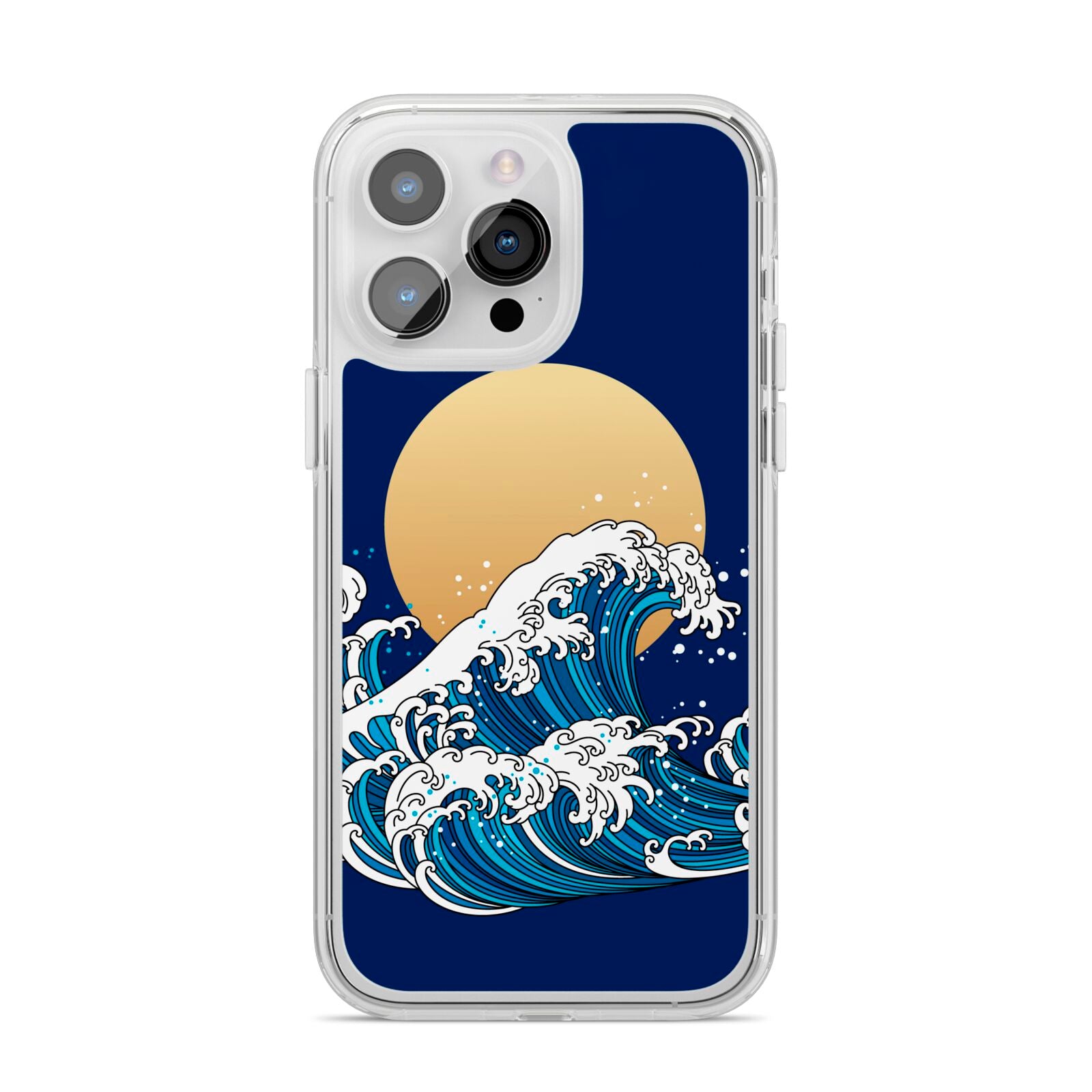 Hokusai Japanese Waves iPhone 14 Pro Max Clear Tough Case Silver