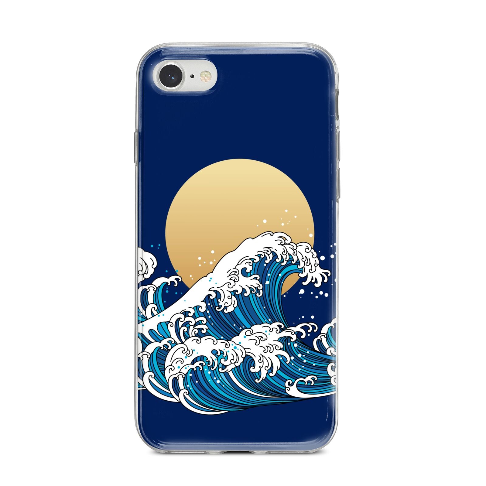 Hokusai Japanese Waves iPhone 8 Bumper Case on Silver iPhone