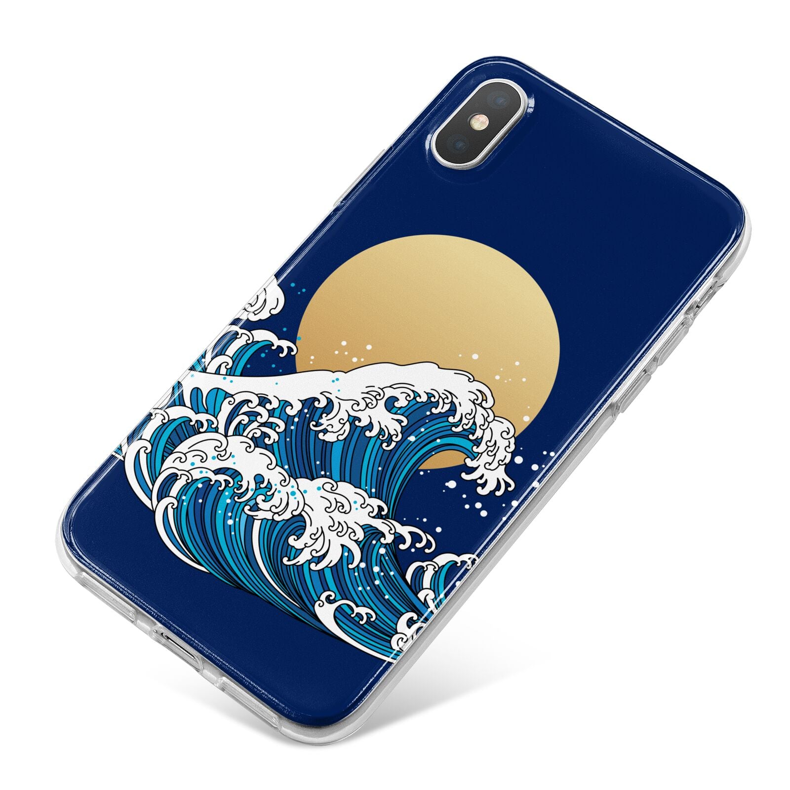 Hokusai Japanese Waves iPhone X Bumper Case on Silver iPhone