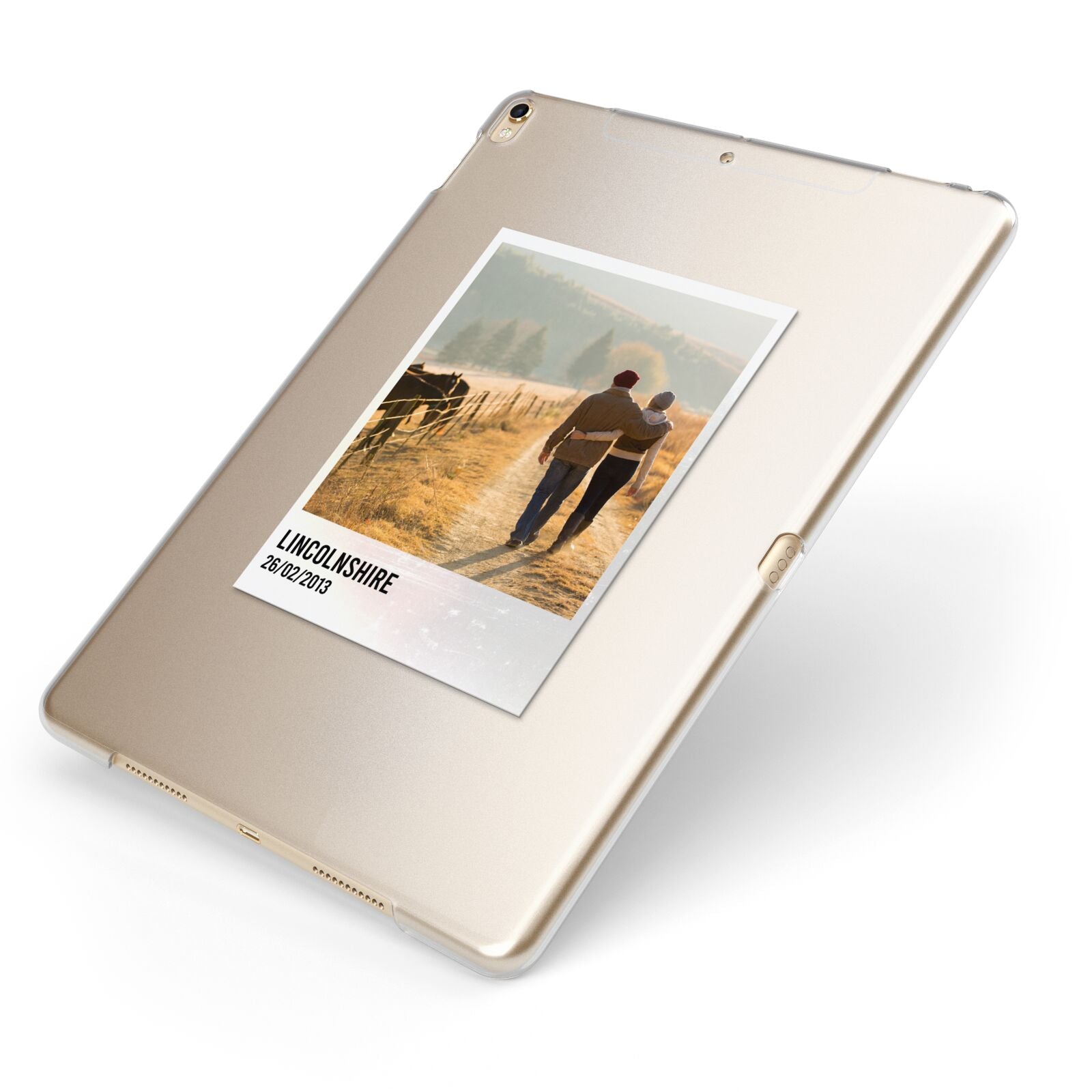 Holiday Memory Personalised Photo Apple iPad Case on Gold iPad Side View