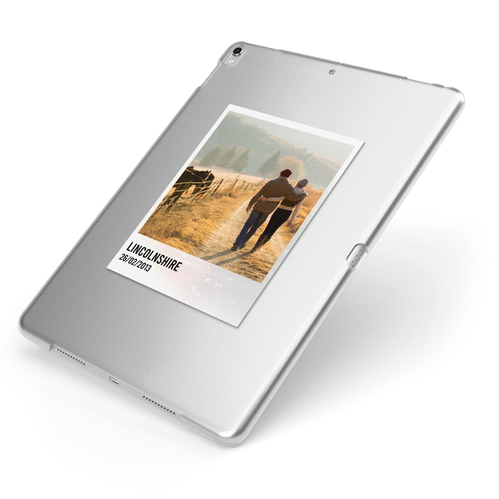 Holiday Memory Personalised Photo Apple iPad Case on Silver iPad Side View