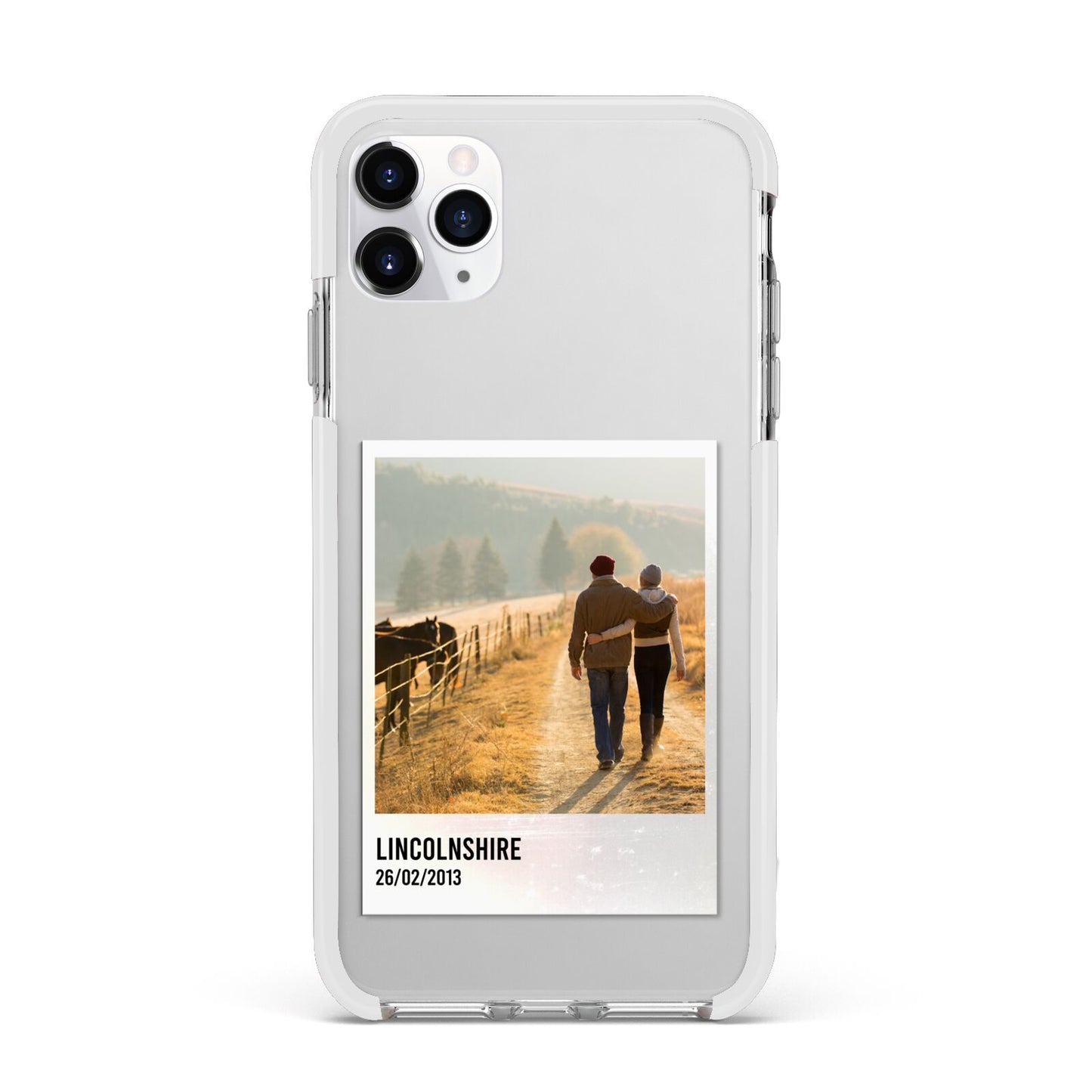 Holiday Memory Personalised Photo Apple iPhone 11 Pro Max in Silver with White Impact Case