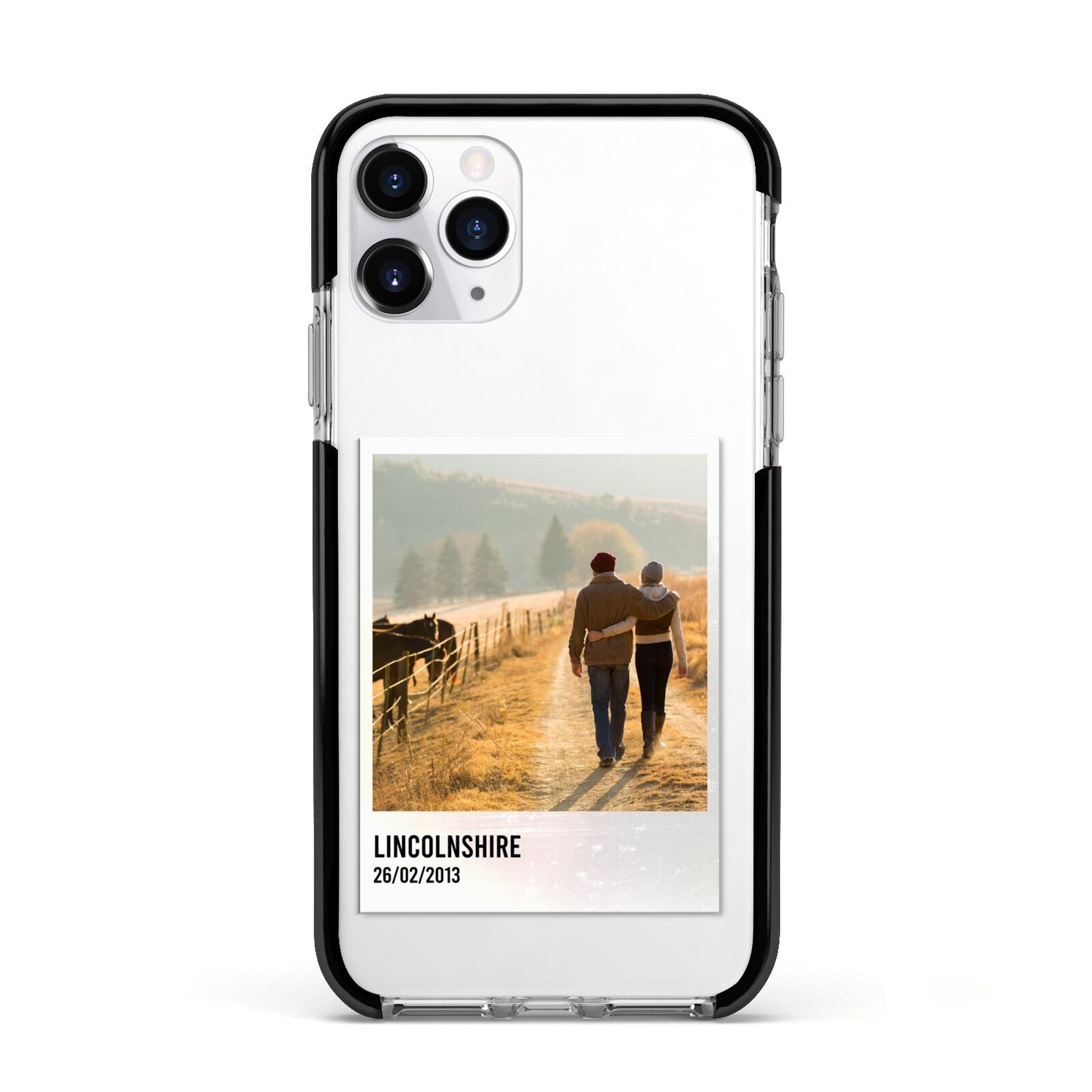 Holiday Memory Personalised Photo Apple iPhone 11 Pro in Silver with Black Impact Case