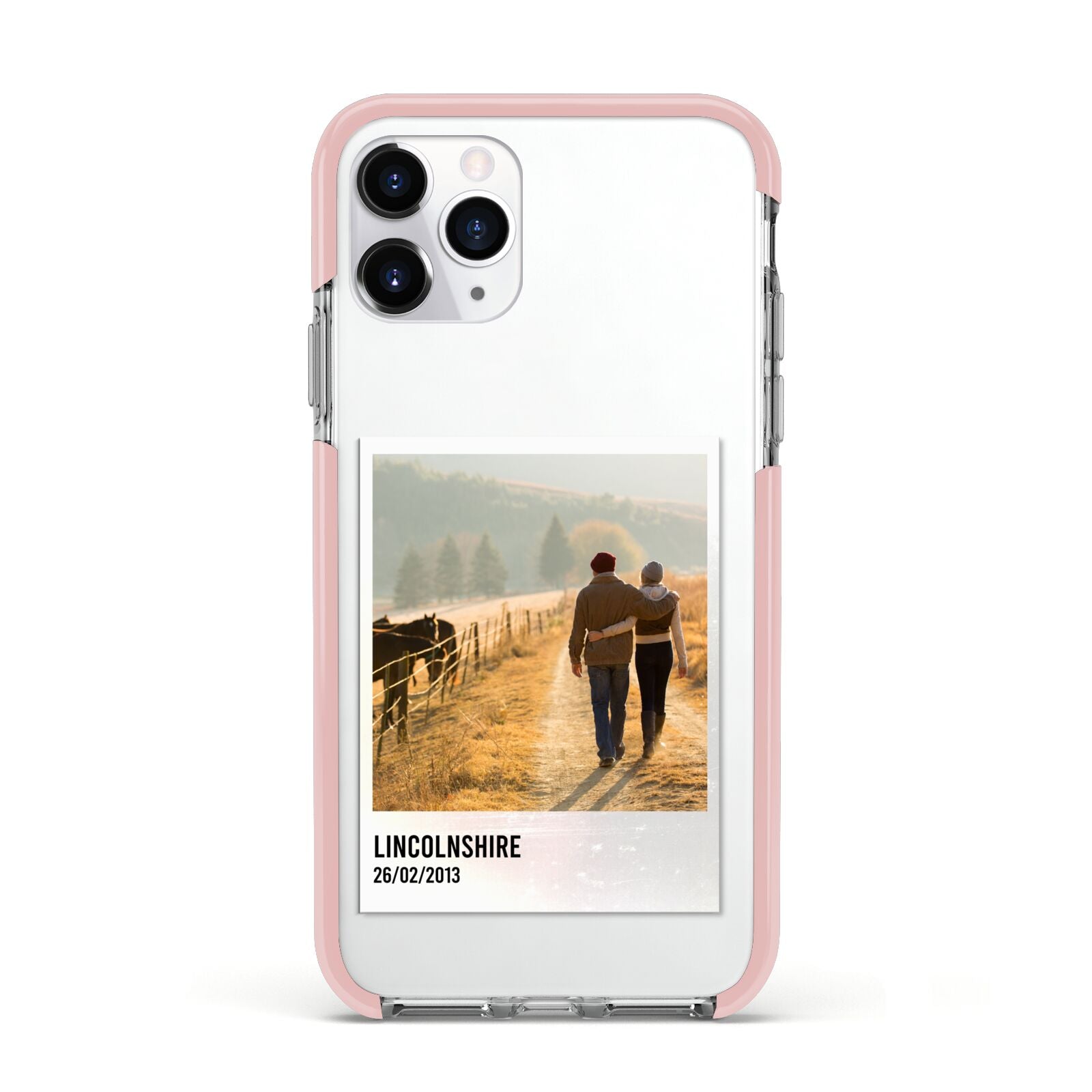 Holiday Memory Personalised Photo Apple iPhone 11 Pro in Silver with Pink Impact Case