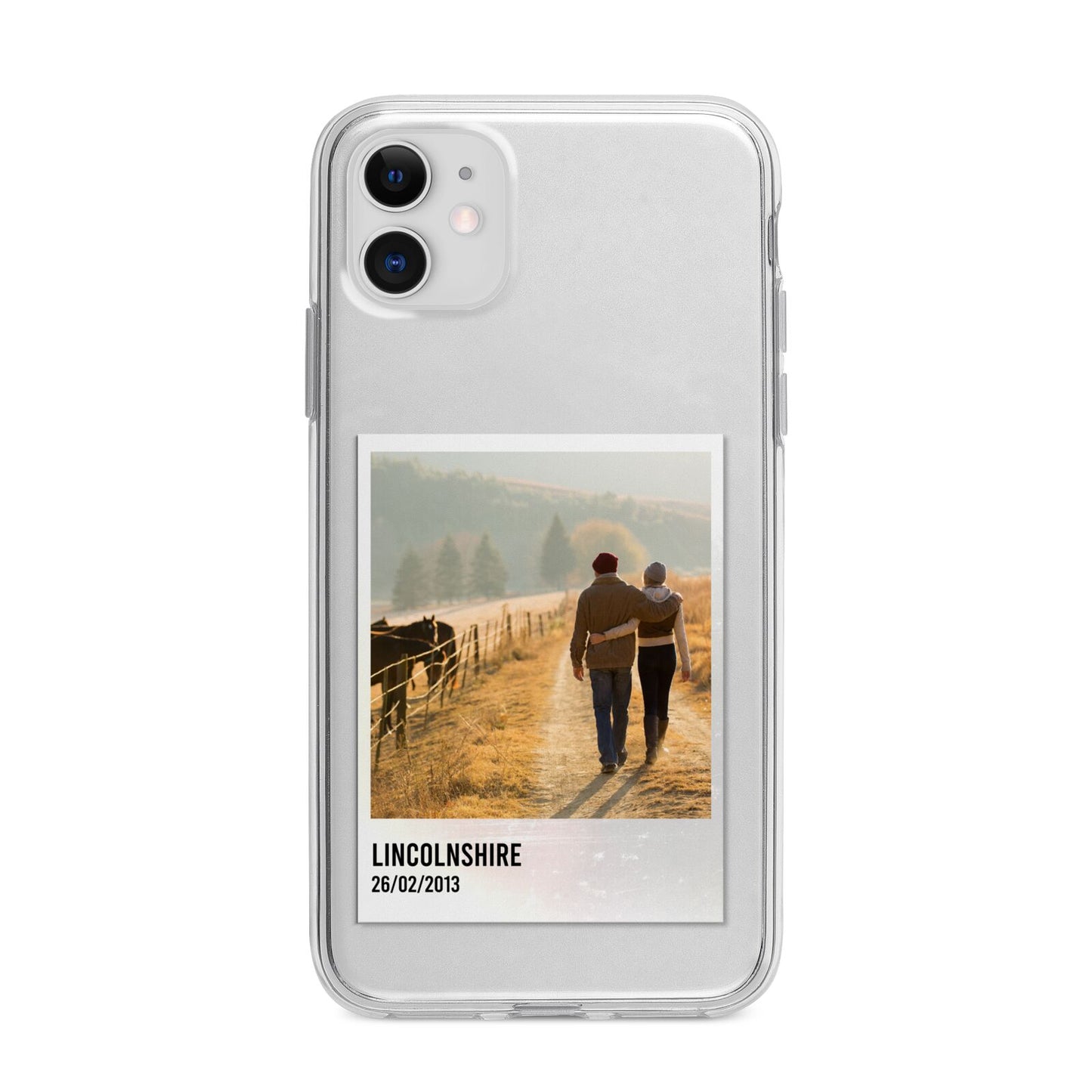 Holiday Memory Personalised Photo Apple iPhone 11 in White with Bumper Case