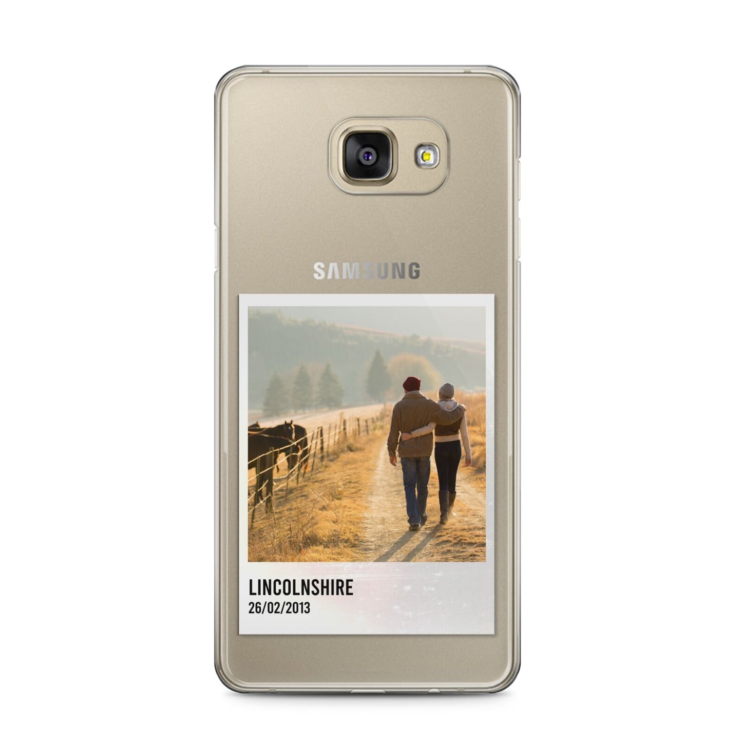 Holiday Memory Personalised Photo Samsung Galaxy A5 2016 Case on gold phone