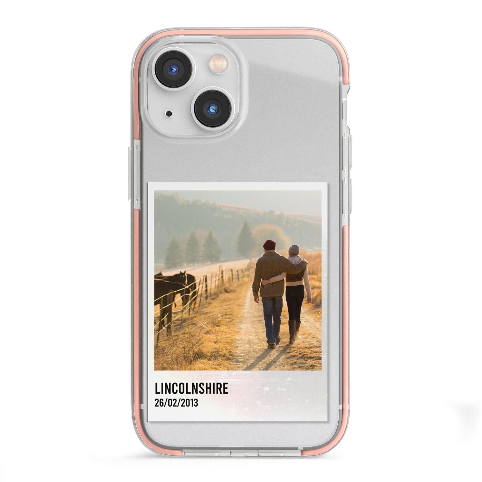 Holiday Memory Personalised Photo iPhone 13 Mini TPU Impact Case with Pink Edges