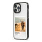 Holiday Memory Personalised Photo iPhone 13 Pro Max Black Impact Case Side Angle on Silver phone