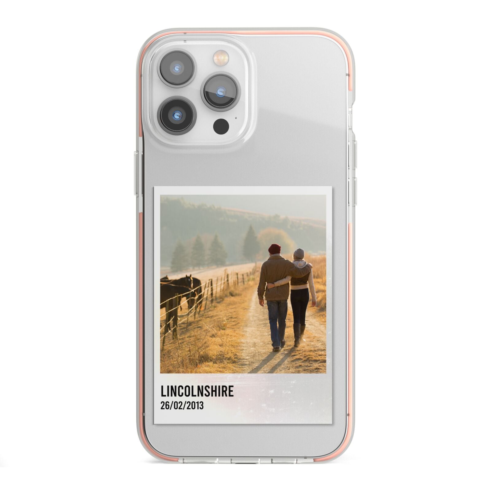 Holiday Memory Personalised Photo iPhone 13 Pro Max TPU Impact Case with Pink Edges
