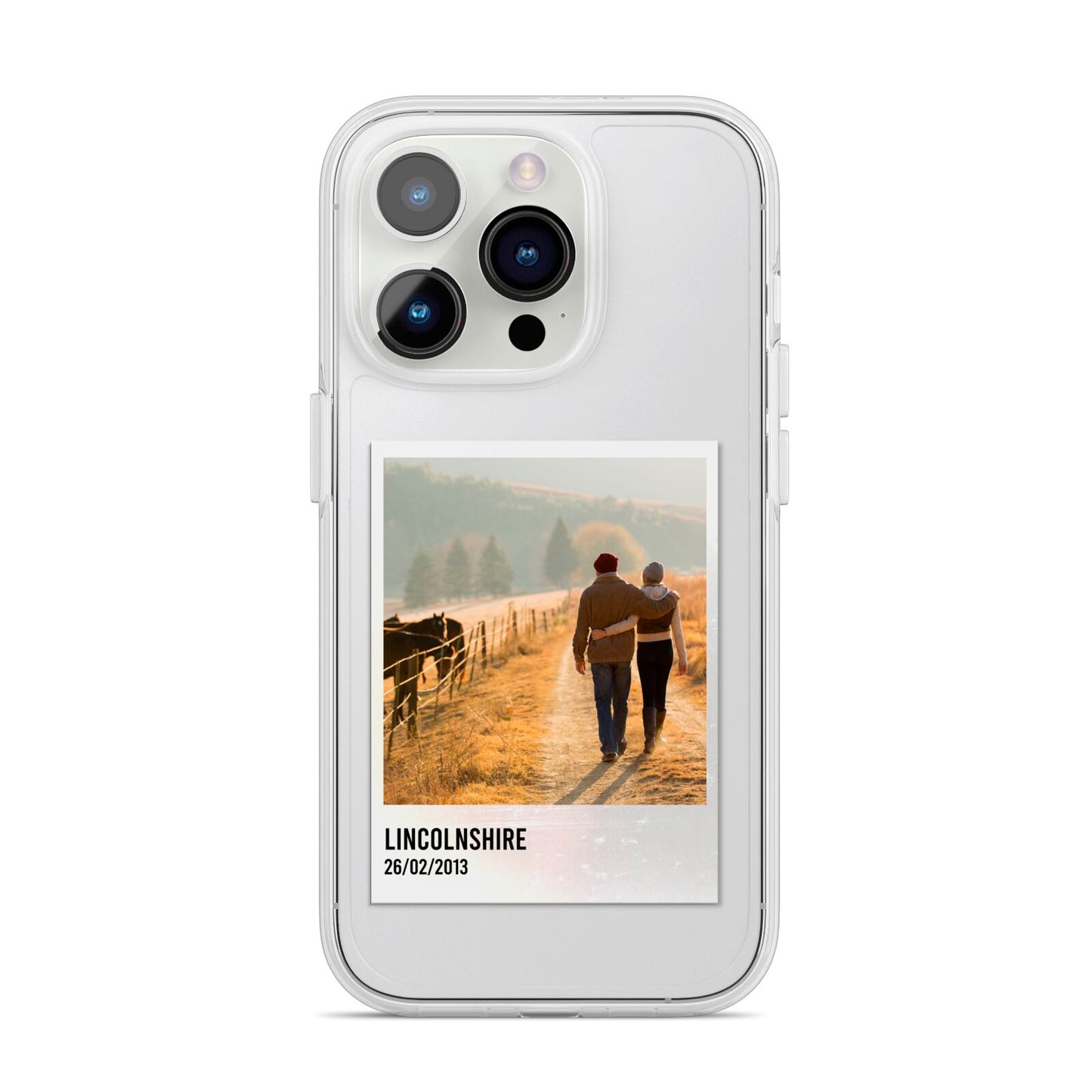 Holiday Memory Personalised Photo iPhone 14 Pro Clear Tough Case Silver
