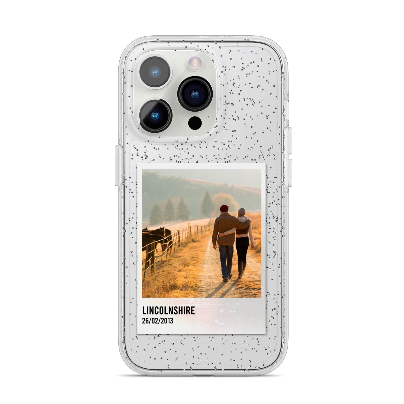 Holiday Memory Personalised Photo iPhone 14 Pro Glitter Tough Case Silver