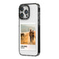 Holiday Memory Personalised Photo iPhone 14 Pro Max Black Impact Case Side Angle on Silver phone