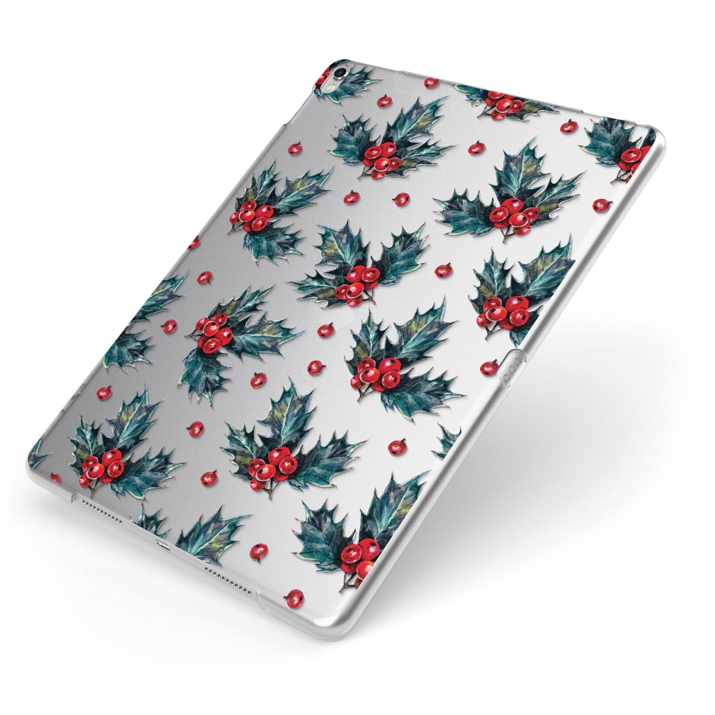 Holly berry Apple iPad Case on Silver iPad Side View