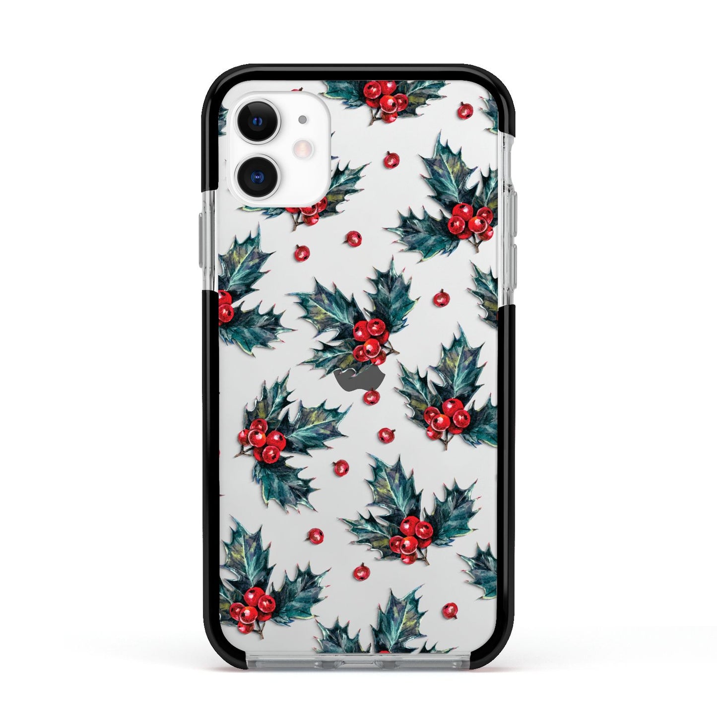 Holly berry Apple iPhone 11 in White with Black Impact Case