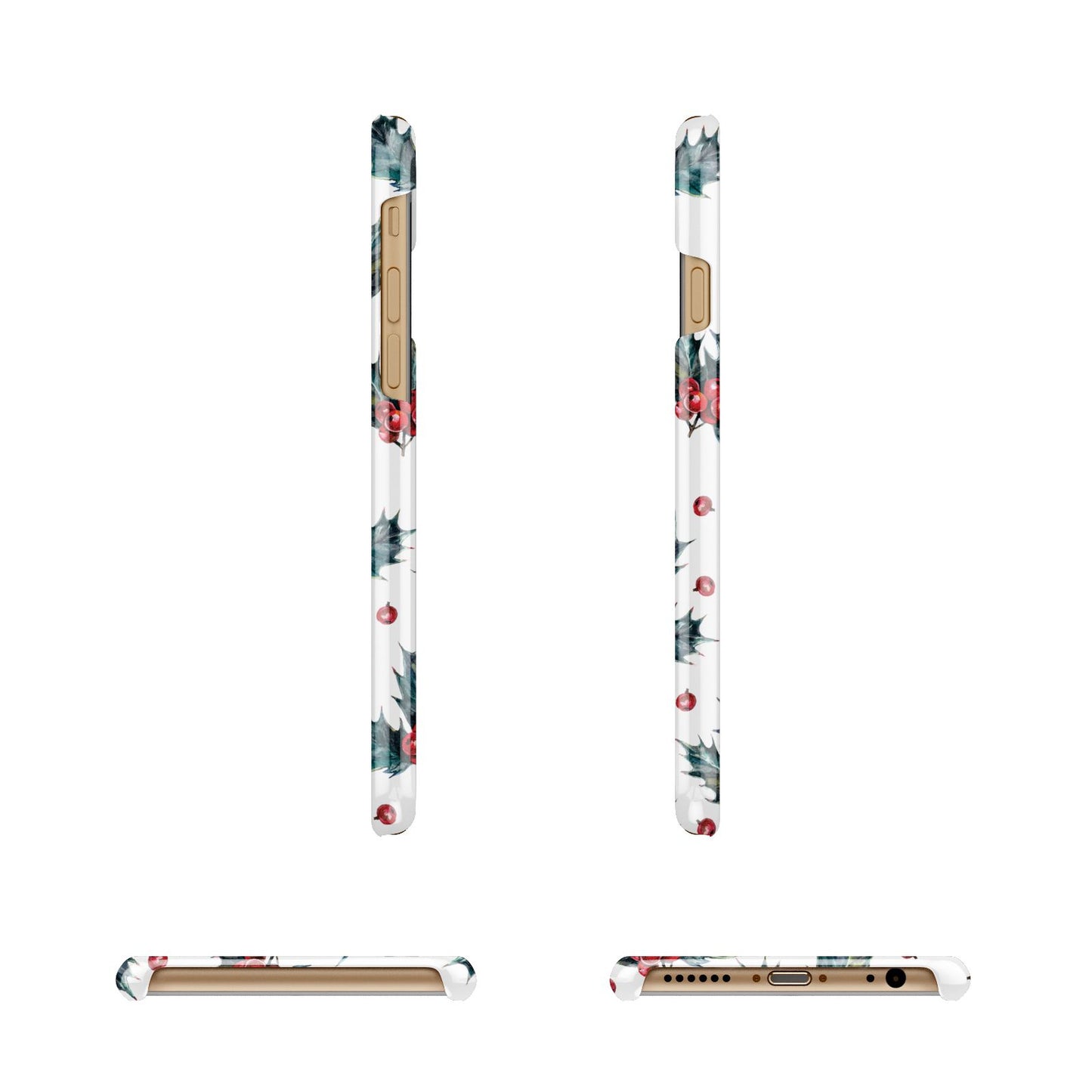 Holly berry Apple iPhone 6 3D Wrap Snap Case Angled Images