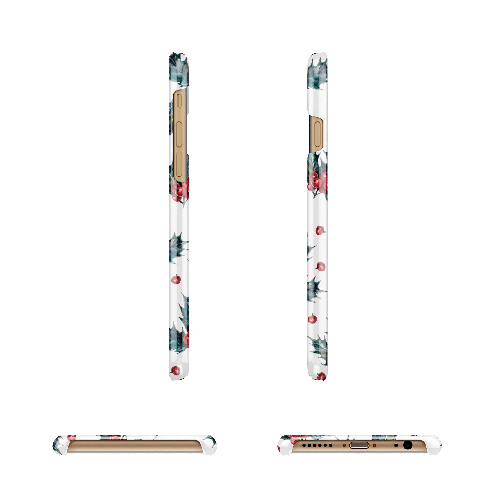 Holly berry Apple iPhone 6 3D Wrap Snap Case Angled Images