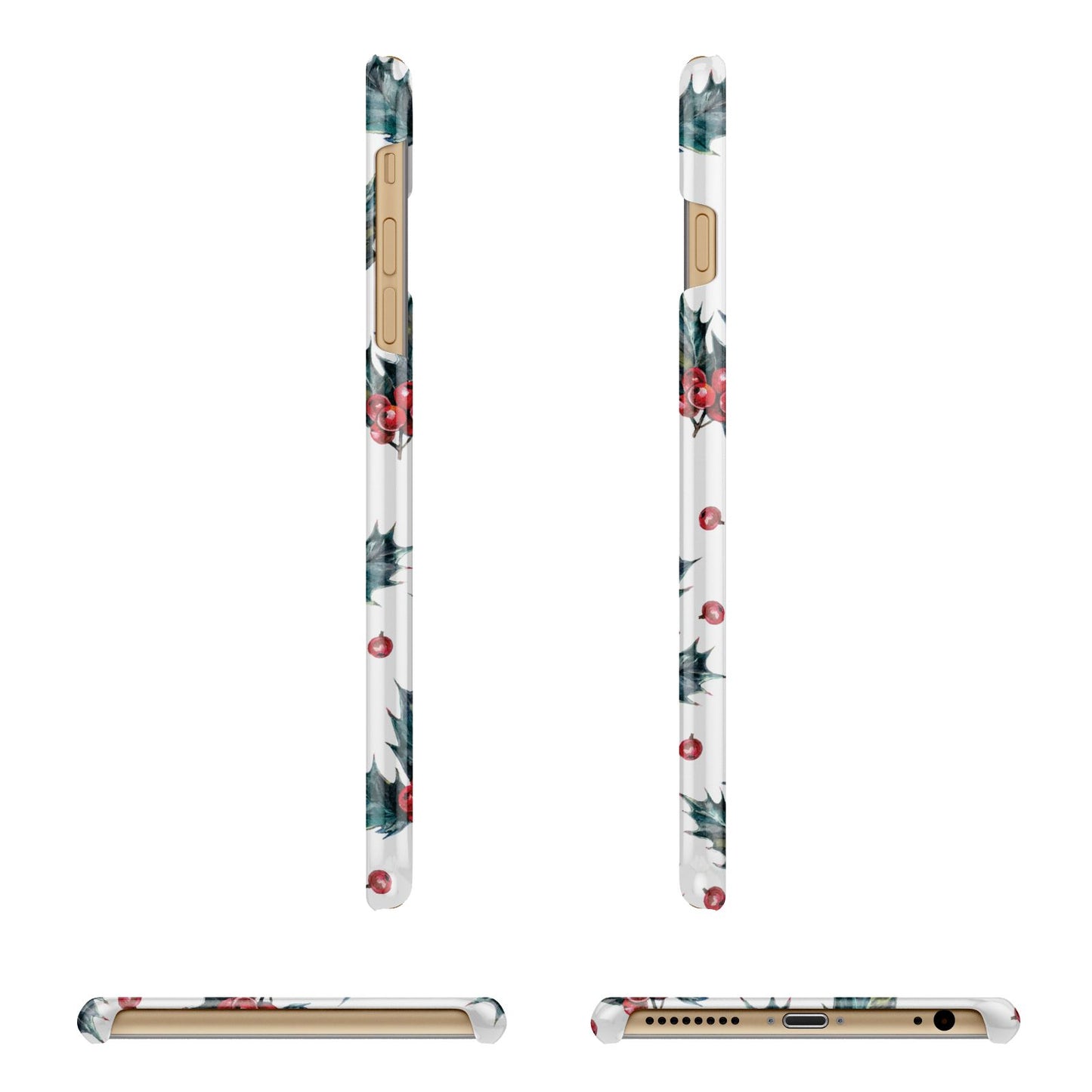 Holly berry Apple iPhone 6 Plus 3D Wrap Snap Case Angled Images