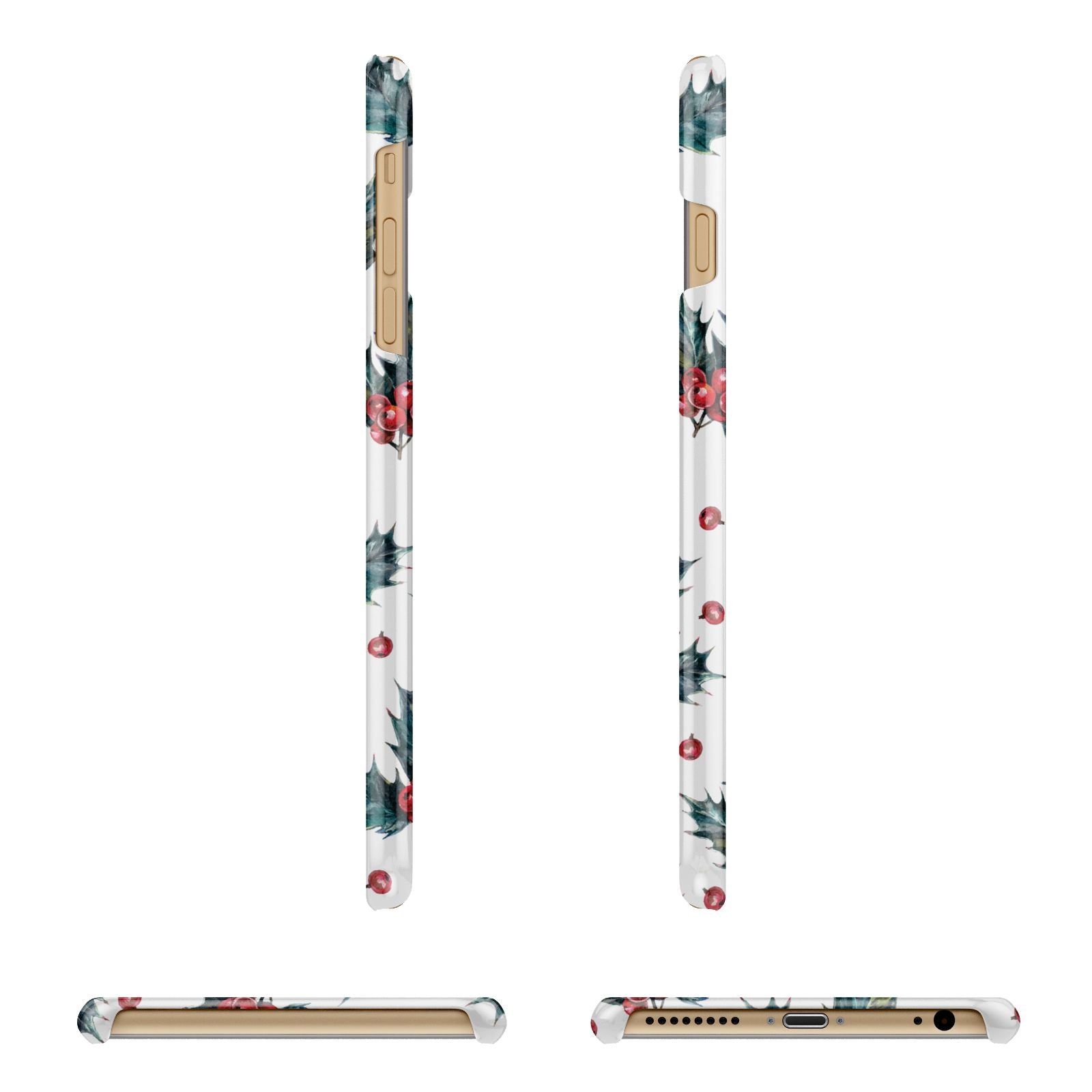 Holly berry Apple iPhone 6 Plus 3D Wrap Snap Case Angled Images