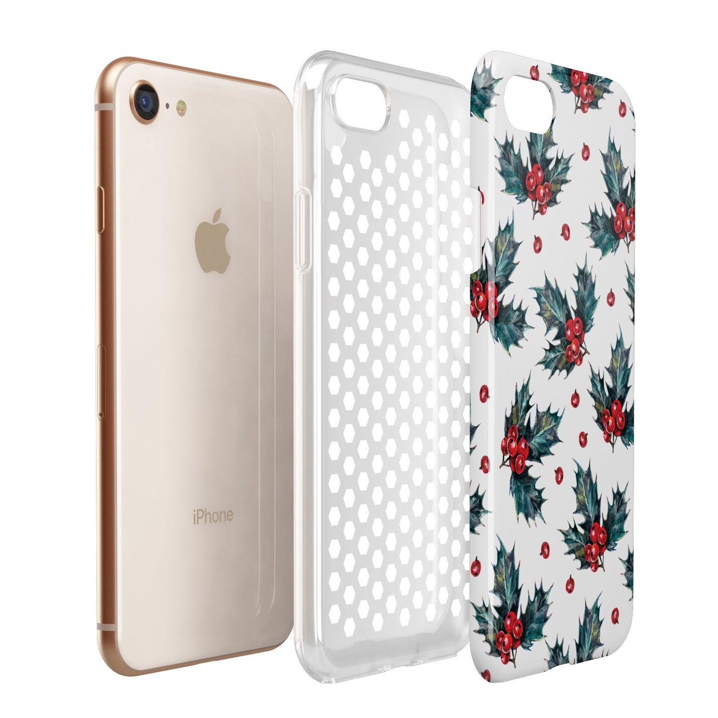 Holly berry Apple iPhone 7 8 3D Tough Case Expanded View