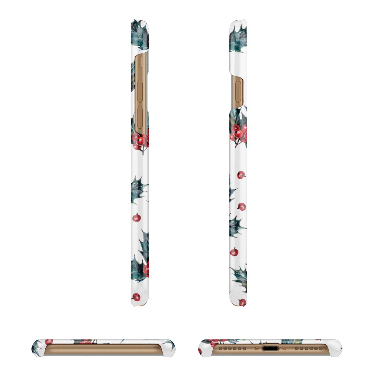 Holly berry Apple iPhone 7 8 3D Wrap Snap Case Angled Images