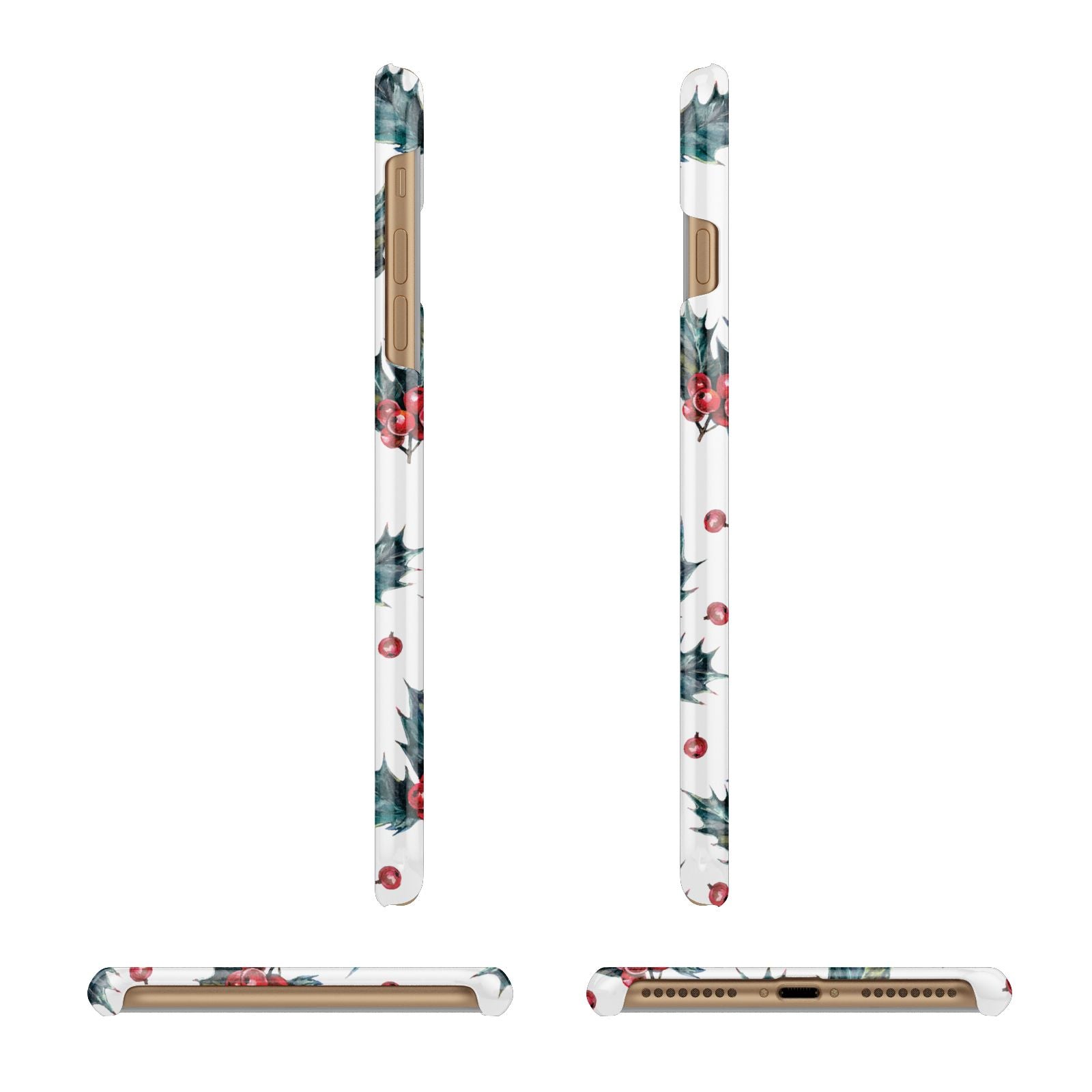 Holly berry Apple iPhone 7 Plus 3D Wrap Snap Case Angled Images