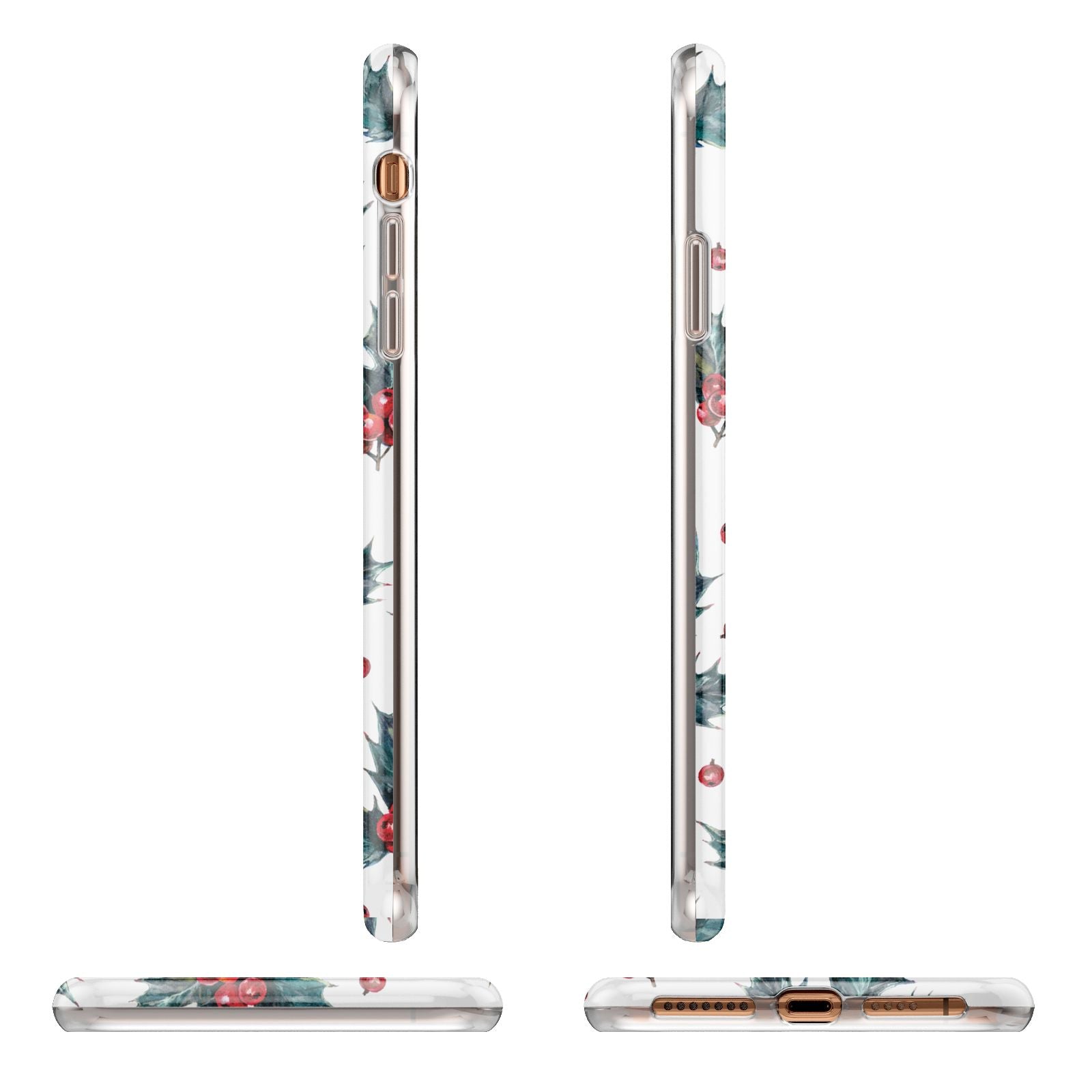 Holly berry Apple iPhone XS Max 3D Wrap Tough Case Alternative Image Angles