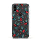 Holly berry Apple iPhone Xs Impact Case Black Edge on Black Phone