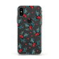 Holly berry Apple iPhone Xs Impact Case White Edge on Black Phone