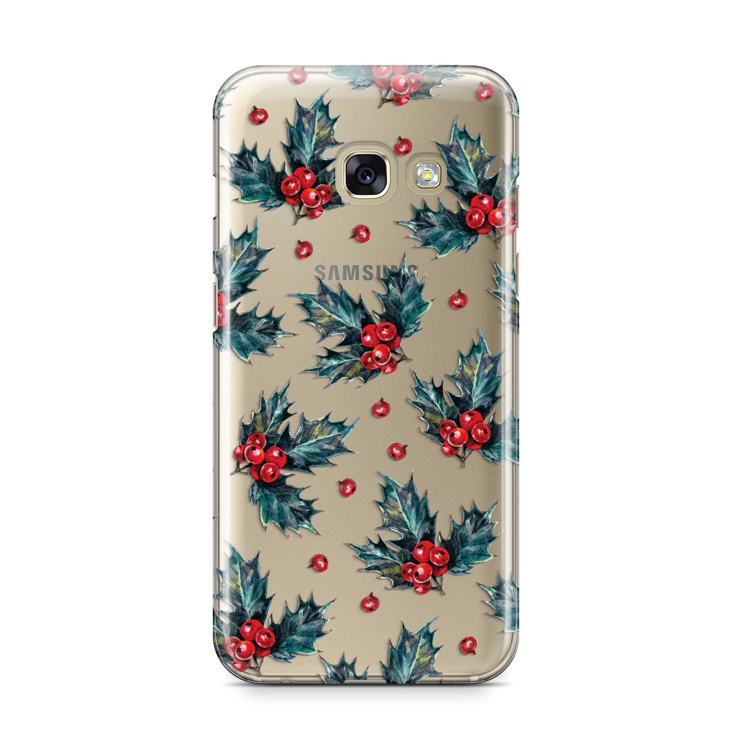 Holly berry Samsung Galaxy A3 2017 Case on gold phone
