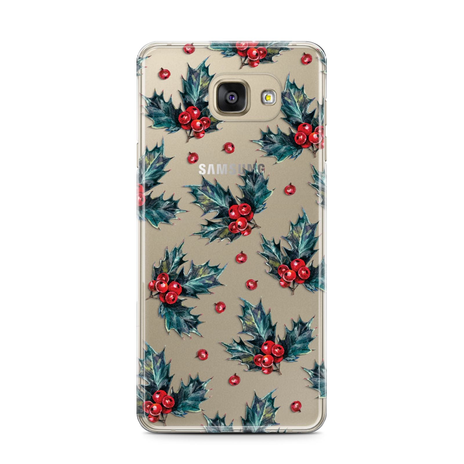 Holly berry Samsung Galaxy A7 2016 Case on gold phone