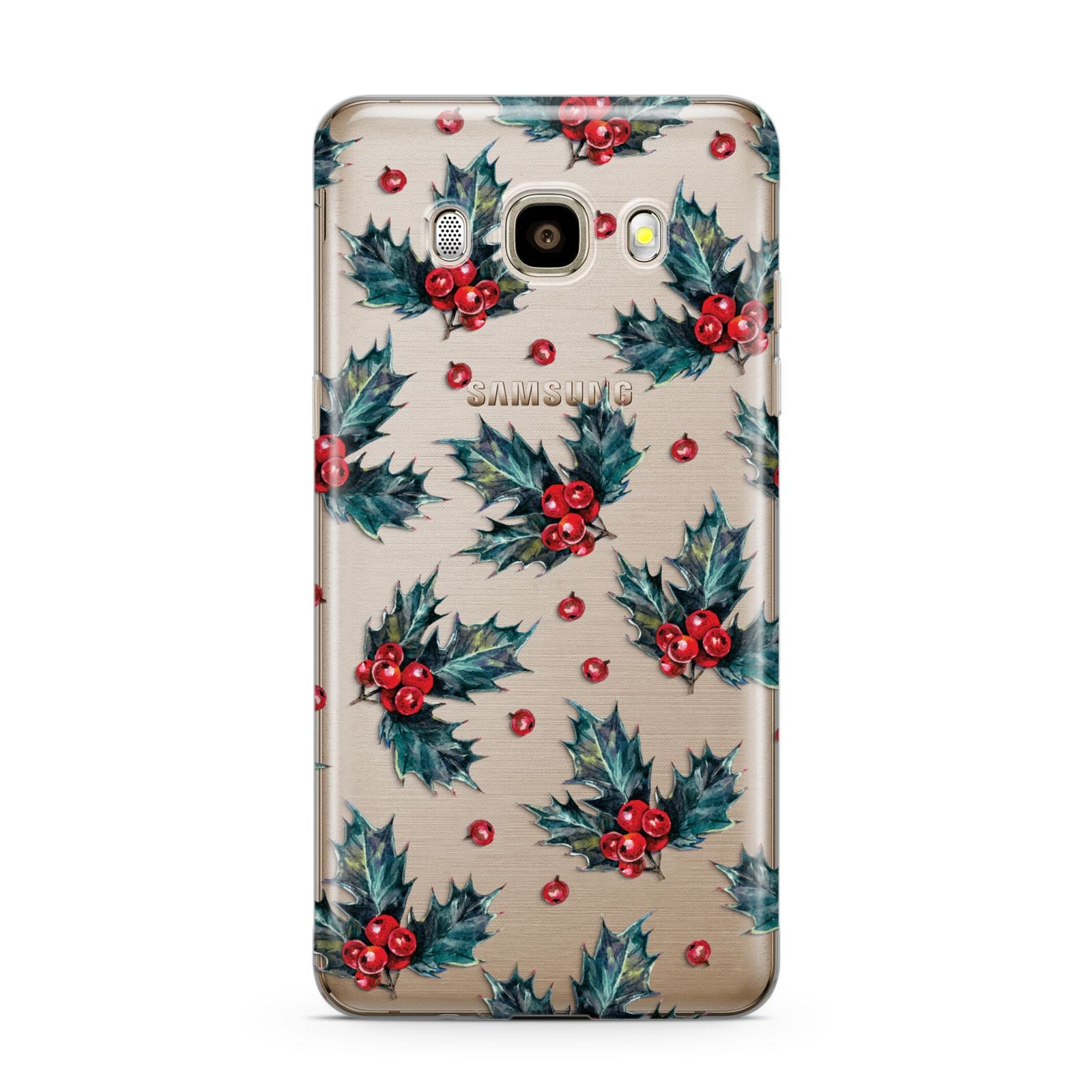 Holly berry Samsung Galaxy J7 2016 Case on gold phone