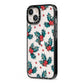 Holly berry iPhone 13 Black Impact Case Side Angle on Silver phone