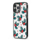 Holly berry iPhone 13 Pro Max Black Impact Case Side Angle on Silver phone