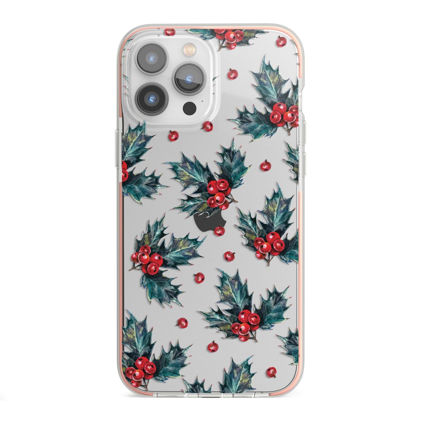 Holly berry iPhone 13 Pro Max TPU Impact Case with Pink Edges