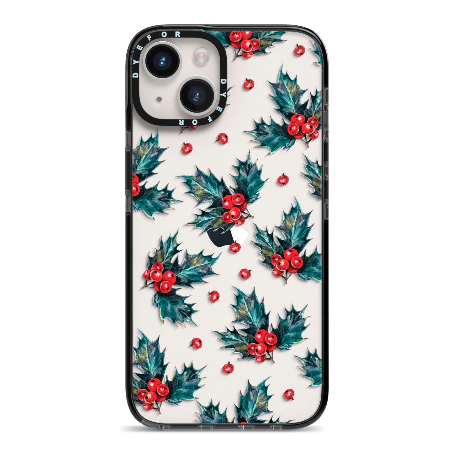 Holly berry iPhone 14 Black Impact Case on Silver phone