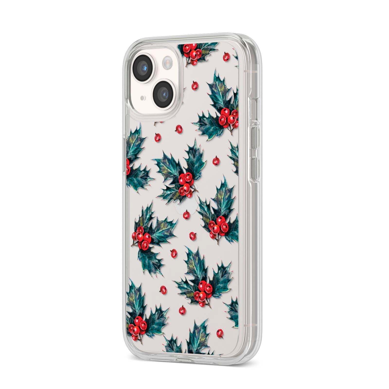 Holly berry iPhone 14 Clear Tough Case Starlight Angled Image